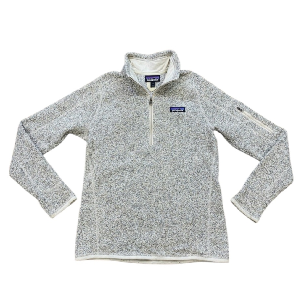 PATAGONIA Better Sweater 1/4 Zip Pullover in Heathered Oatmeal/Gray Size S - Picture 3 of 7